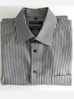 Leo Chevalier No Iron Striped Long Sleeve Dress Shirt, Size 16 1/2 , 34/35